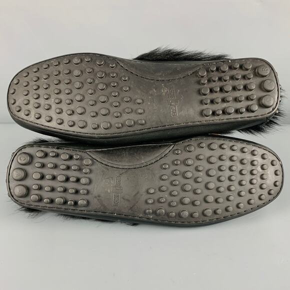 CAR SHOE Size 8 Black Leather Fur Trim Drivers Loafers main image 6